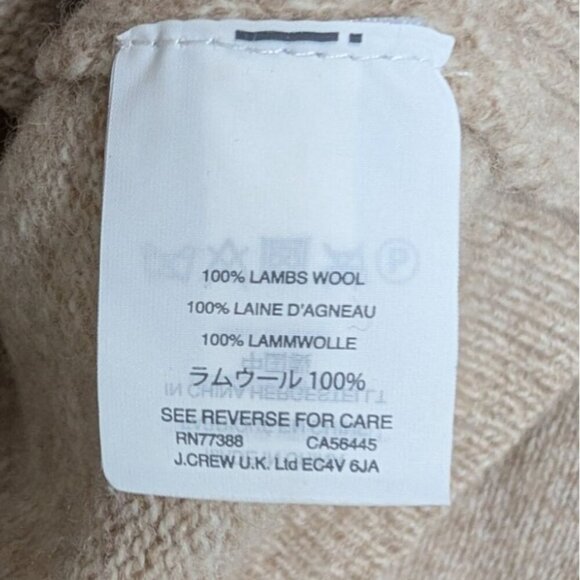 J Crew Shawl Collar Sweater Womens Size Medium Beige Neutral 100% Lambswool Knit - Picture 5 of 10